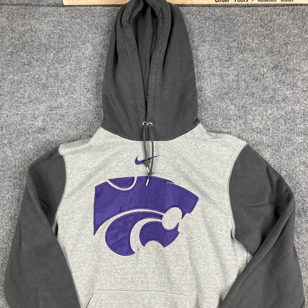 Nike Hoodie Mens Size S‎ Gray Black Kansas State Wildcats Pullover NCAA